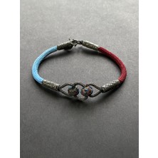 8K Tasarım Kazaziye El Sanatı Gümüş Bordo Mavi Bileklik