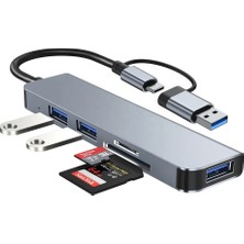 Hepu HP-B06 5in1 USB Type-C Girişli Hub Çoklayıcı Kart Okuyucu