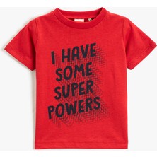 Koton Baskılı Kısa Kollu Tişört Bisiklet Yaka