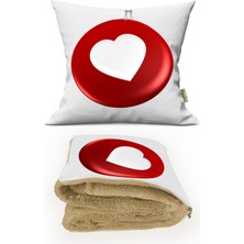 Caisya Home Sevgililer Günü İçin Kalpli Baskılı Battaniyeli Opsiyonel Dekoratif Kırlent