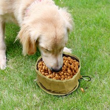 Prettyia Yürüyüş Kampı Için Katlanabilir Köpek Kase Besleme Sulama Yemeği Açık Yeşil (Yurt Dışından)