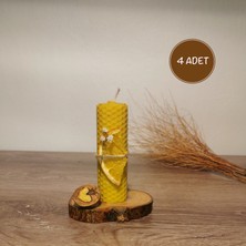 Arı Gücü Balmumu Mum El Yapımı Doğal Mum 4 Adet 10 cm x 3 cm