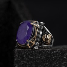 Rev Silver 925 Ayar Gümüş Yüzük Oval Zirkon ve Topaz Taşı Kristal Kesim Kubbe