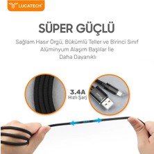 Zuidid 3.4 Amper 20 Watt Hasır Örgülü Hızlı Şarj ve Data Kablosu