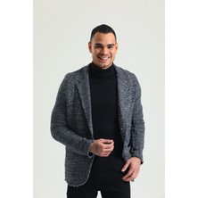 Cekmon Erkek Siyah Beyaz Regular Fit Cepli Düğmeli Astarsız Blazer Rahat Spor Ceket