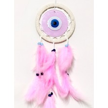 Mixperi Pembe Renk Dream Catcher Pudra Pembesi Camlı Kuş Tüylü Duvar Süsü