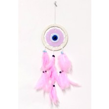 Mixperi Pembe Renk Dream Catcher Pudra Pembesi Camlı Kuş Tüylü Duvar Süsü