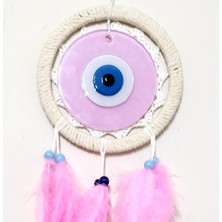 Mixperi Pembe Renk Dream Catcher Pudra Pembesi Camlı Kuş Tüylü Duvar Süsü