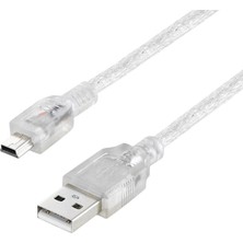 Powermaster 16731 USB 2.0 Şeffaf USB Am/mini 5 Pin Kablo 5 Metre