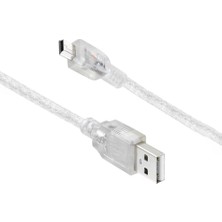 Powermaster 16731 USB 2.0 Şeffaf USB Am/mini 5 Pin Kablo 5 Metre