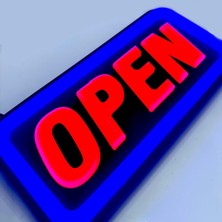 Leon Işık 'open' Işıklı Özel Tabela - LED ile Neon Görünümlü Tabela (25X12CM)