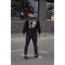 EM Brothers Sweatshirt Oversize Baskılı Siyah