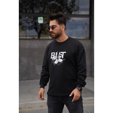 EM Brothers Sweatshirt Oversize Baskılı Siyah