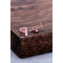 Sümer Telkari I Harfi Rose Gümüş Küpe 5972