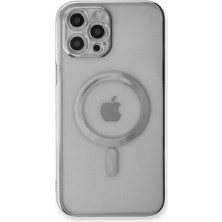 Dijimedia iPhone 12 Pro Max Kılıf Magneticsafe Lazer Silikon - Gümüş