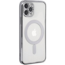 Dijimedia iPhone 11 Pro Max Kılıf Magneticsafe Lazer Silikon - Gümüş