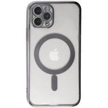 Dijimedia iPhone 11 Pro Max Kılıf Magneticsafe Lazer Silikon - Gümüş