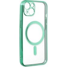 Happycase iPhone 14 Plus Kılıf Magneticsafe Lazer Silikon - Haki Yeşil