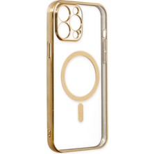 Dijimedia iPhone 14 Pro Max Kılıf Magneticsafe Lazer Silikon - Gold