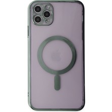 Happycase iPhone 11 Pro Kılıf Magneticsafe Lazer Silikon - Haki Yeşil