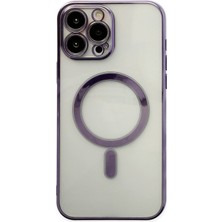 Happycase iPhone 14 Pro Max Kılıf Magneticsafe Lazer Silikon - Mor