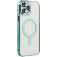 Happycase iPhone 14 Pro Max Kılıf Magneticsafe Lazer Silikon - Haki Yeşil