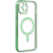 Happycase iPhone 12 Pro Kılıf Magneticsafe Lazer Silikon - Haki Yeşil