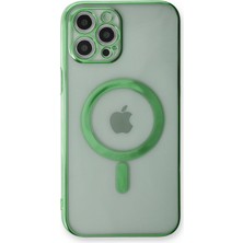 Happycase iPhone 12 Pro Kılıf Magneticsafe Lazer Silikon - Haki Yeşil