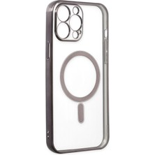 Happycase iPhone 14 Pro Max Kılıf Magneticsafe Lazer Silikon - Siyah