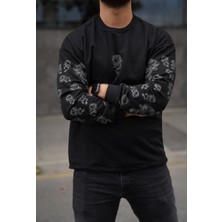 EM Brothers Sweatshirt Oversize Baskılı Siyah