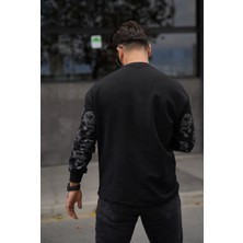 EM Brothers Sweatshirt Oversize Baskılı Siyah