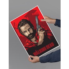 Saturndesign The Walking Dead Poster 45X60CM Rick Grimes Afiş - Kalın Poster Kağıdı Dijital Baskı