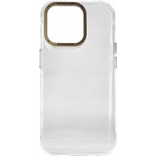Nettech Apple iPhone 14 Pro Uyumlu Şeffaf Metal Kamera Çerçeveli Arka Koruma
