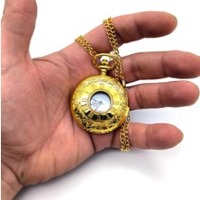 Valkyrie Vintage Roma Rakamlı Cep Saati Köstekli Saat Altın