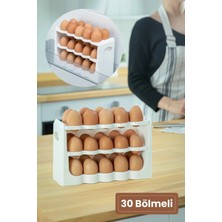 Meleni Home 30 Bölmeli Yumurtalık - 3 Katlı Yumurta Rafı Saklama Kabı Beyaz