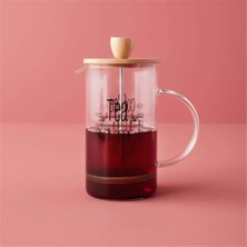 Hometarz French Press Cam Çay Kahve Bitki Demliği 600 ml. Bambu