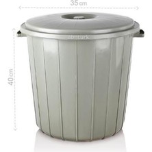 Abnturk 25 Litre Yuvarlak Kapaklı Büyük Çöp Kovası Sağlam Kalite Plastik Çöp Kutusu Ø35 H:40 Su Erzak Kovası