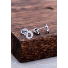 Sümer Telkari Ö Harfi Rodyumlu Gümüş Küpe 5991