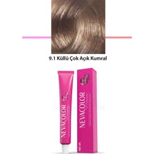 Nevacolor  Premium 9.1 Küllü Çok Açık Kumral - Kalıcı Krem Saç Boyası 50 G Tüp