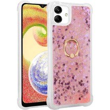 Samsung Galaxy A04 Kılıf Milce Simli Sıvılı Yüzüklü Silikon Kapak