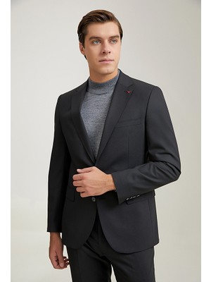D'S Damat Ds Damat Slim Fit Siyah Düz Travel Takım Elbise 0HE05OB35577M