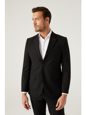 D'S Damat Slim Fit Siyah Düz Takım Elbise