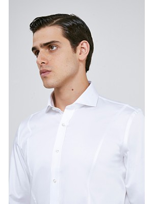 D'S Damat Slim Fit Beyaz Armürlü Gömlek 0HE02DY05067M