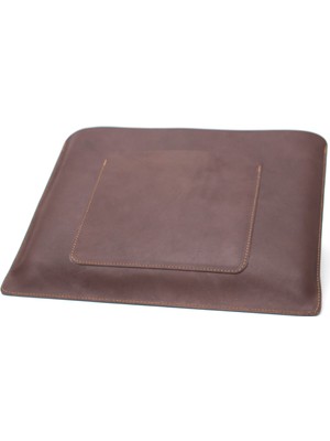 Gillario Hakiki Deri Kahve El Yapımı Dosyalık Laptop - Macbook Kılıf - Mouse Pad GK01