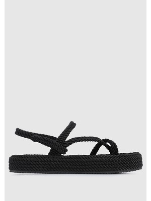 ProvoQ Siyah Kadın Düz Sandalet