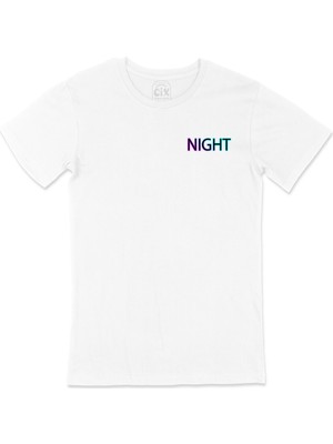 Cix Night Gece Cep Logo Tasarımlı Beyaz Tişört