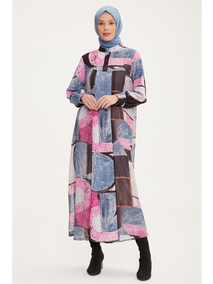 Armine Önü Patlı Şifon Garnili Empirme Elbise 22K9537 Orkide