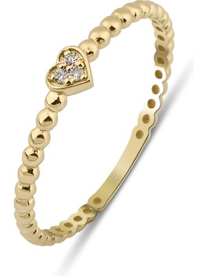 Kairos Jewelry 14 Ayar Altın Dorika Mini Kalp Yüzük KRS045-14GRZ