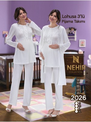 Nehirsel 2026 Lohusa Pijama Takımı 3'lü Set