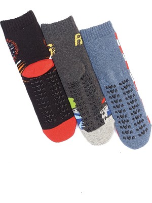 Mem Socks 3'lü Yarış Temalı Kaydırmaz Çocuk Havlu Çorap